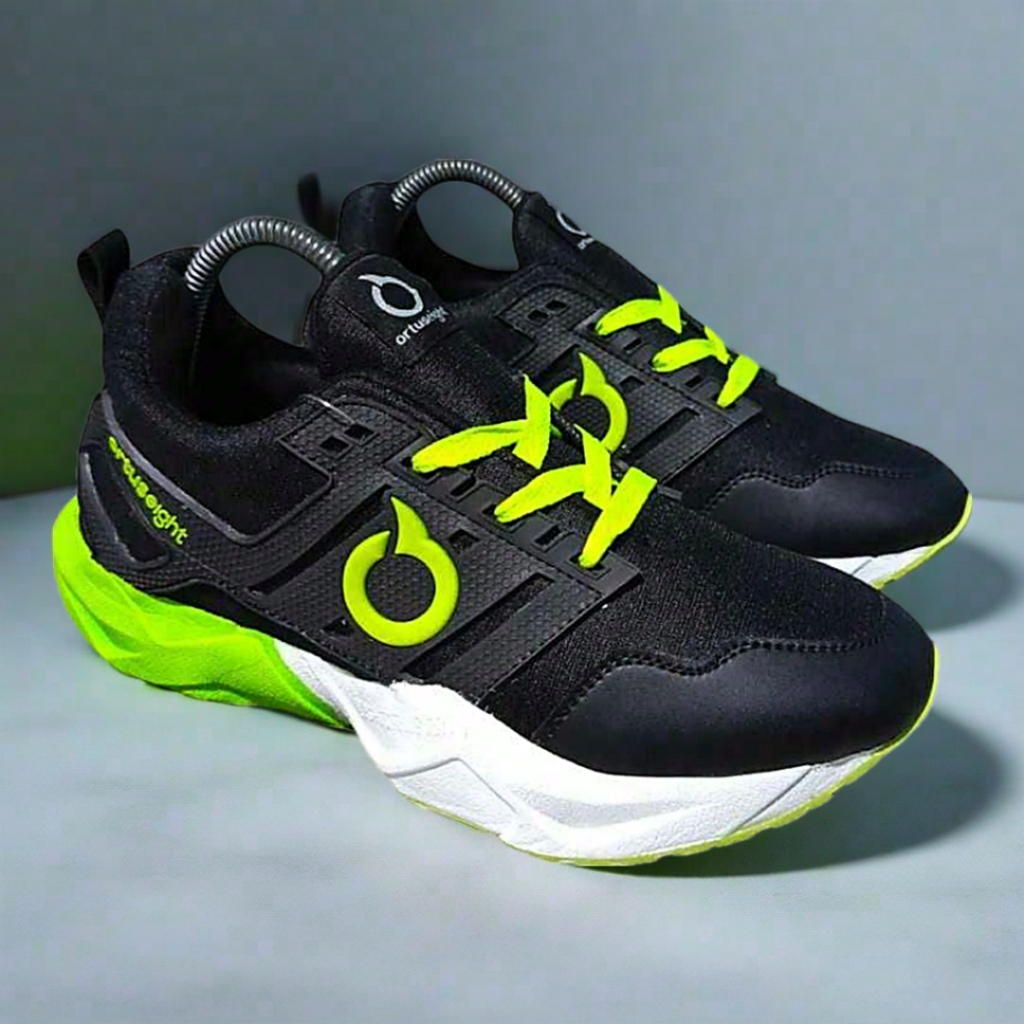 Sepatu Sneaker Pria Ortus Warna Hitam Stabilo Keren | Sepatu Lari | Sepatu olahraga