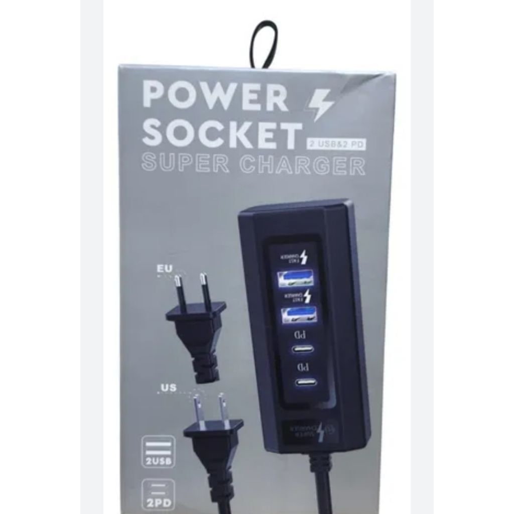 POWER 4 SOCKET SUPER CHARGER 2 USB & 2 PD