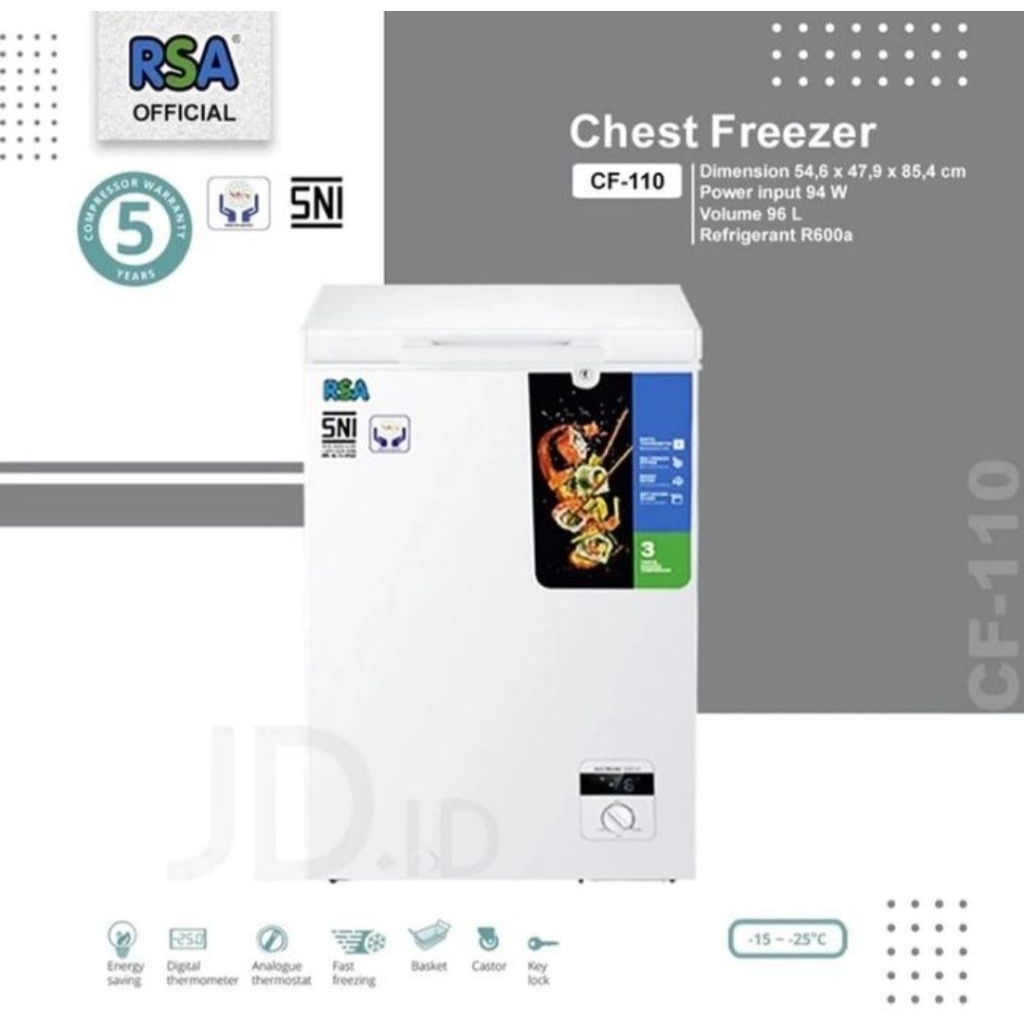 BOX FREEZER RSA 100LITER CF-110 CHEST FREEZER RSA 100L CF110
