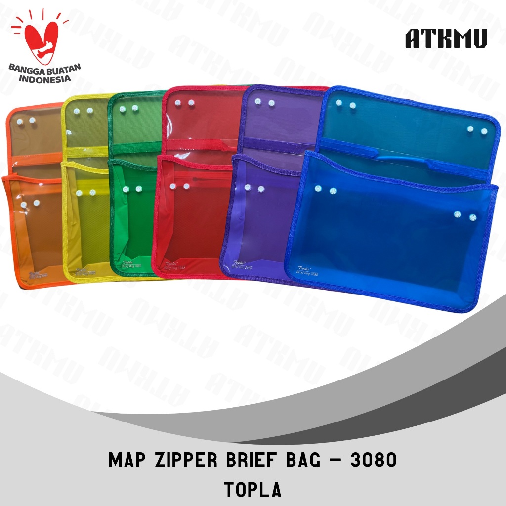 Map Plastik Kancing Tenteng Folio TOPLA 3080 / Zipper Kancing Cetekan Tali Tenteng / Map Tenteng
