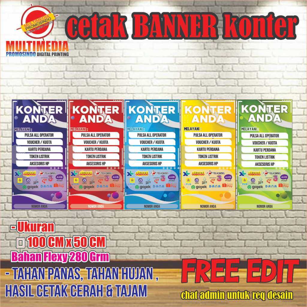 Spanduk Banner Konter / Banner Konter / Aksesoris Konter / Banner Murah / Banner Ukuran 50 x 100 96/