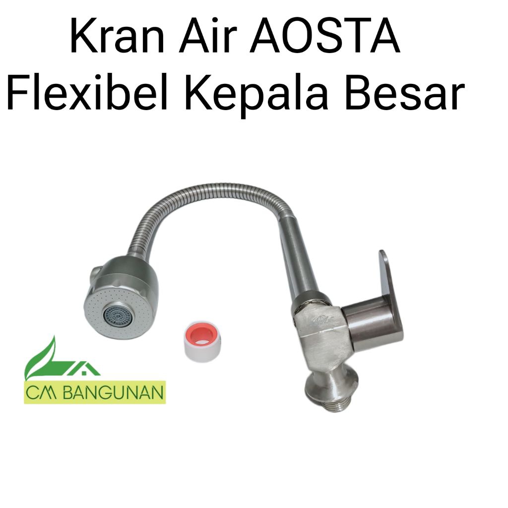 Kran Angsa Kepala Besar Fleksibel On/Off / Kran Air / Kran Kepala besar Wastafel / Kran Cuci Piring