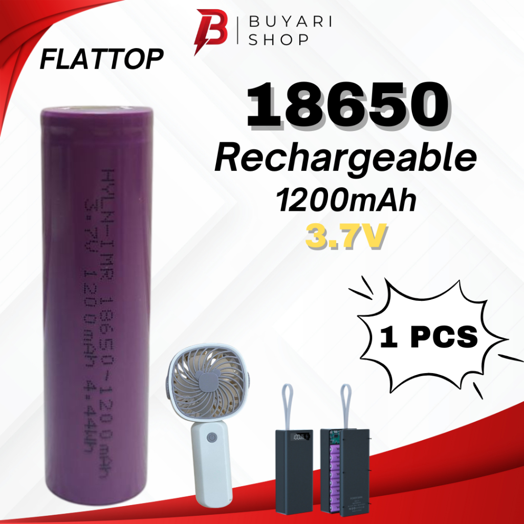Baterai 18650 FLAT TOP 3.7V (1 PCS)1200 mAh Batre 18650 3.7V 1200 mAh Rechargeable Battery