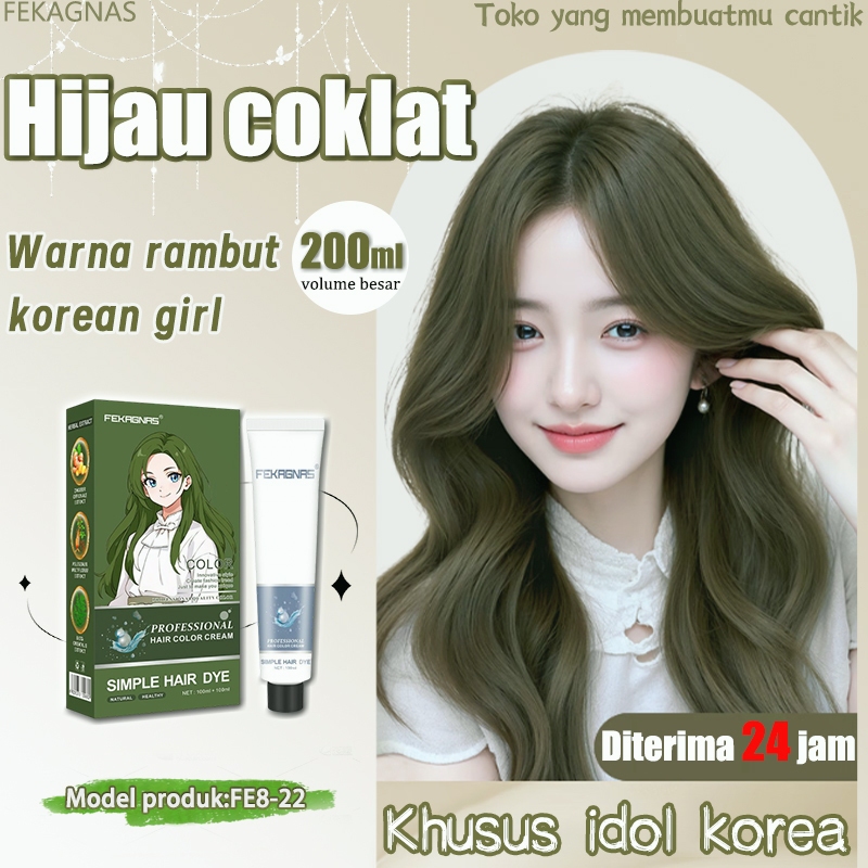 【Kulit tampak cerah】Cat rambut Hijau olive 200ML Cat rambut  tidak luntur(cat rambut tanpa bleacing,