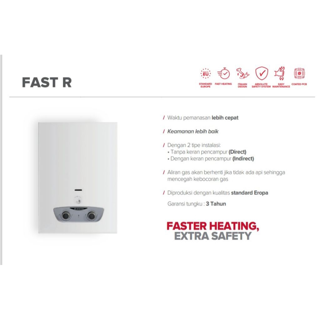 WATER HEATER KERK ARISTON TYPE FAST R WATER HEATER GAS LPG