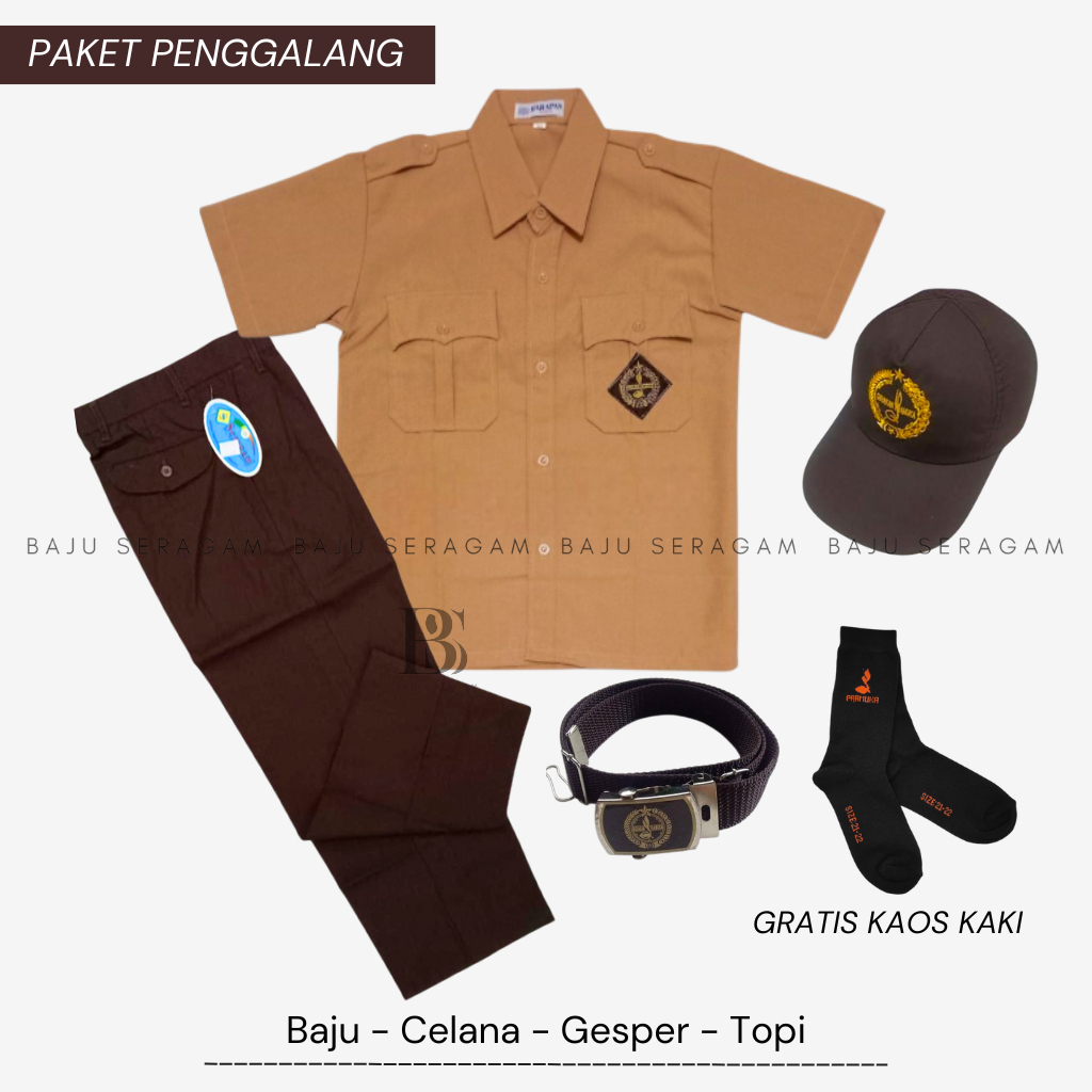 Baju Seragam Sekolah Pramuka SD Setelan Pramuka Coklat Lengkap Baju Coklat Lengan Pendek Celana Cokl