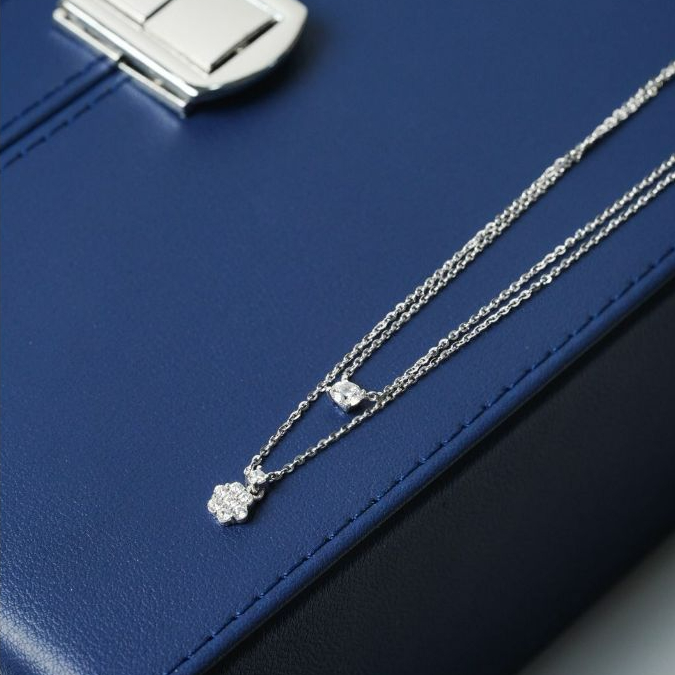 Kalung Emas 17K 2Layer White Gold 00025789
