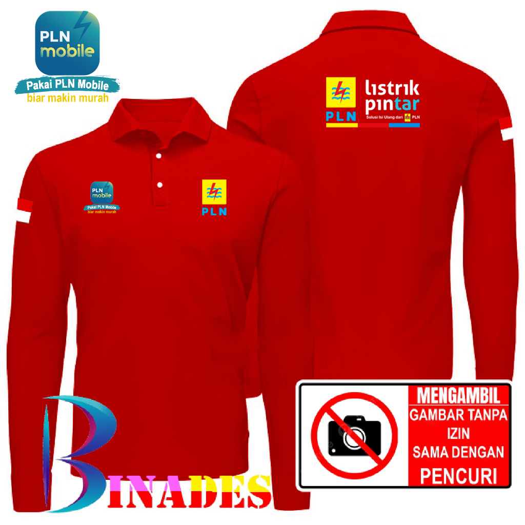 Model Baju Tshirts Kerah Kaos baju Kerah  PLN PINTAR - PLN MOBILE - Pakai PLN Mobile - biar makin mu