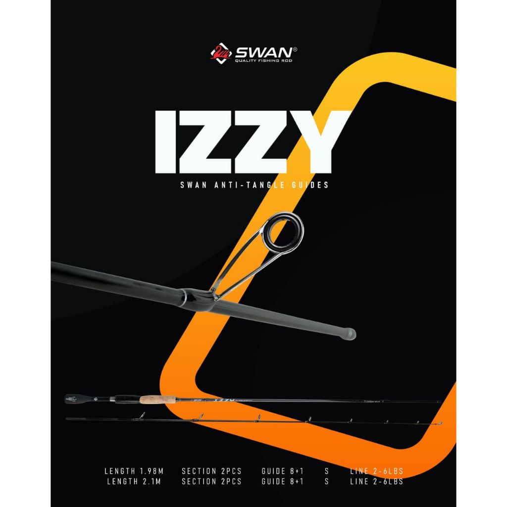 Joran Pancing Swan IZZY Ultra Light | Solid Carbon Spinning, Japan Style, 198cm dan 210cm