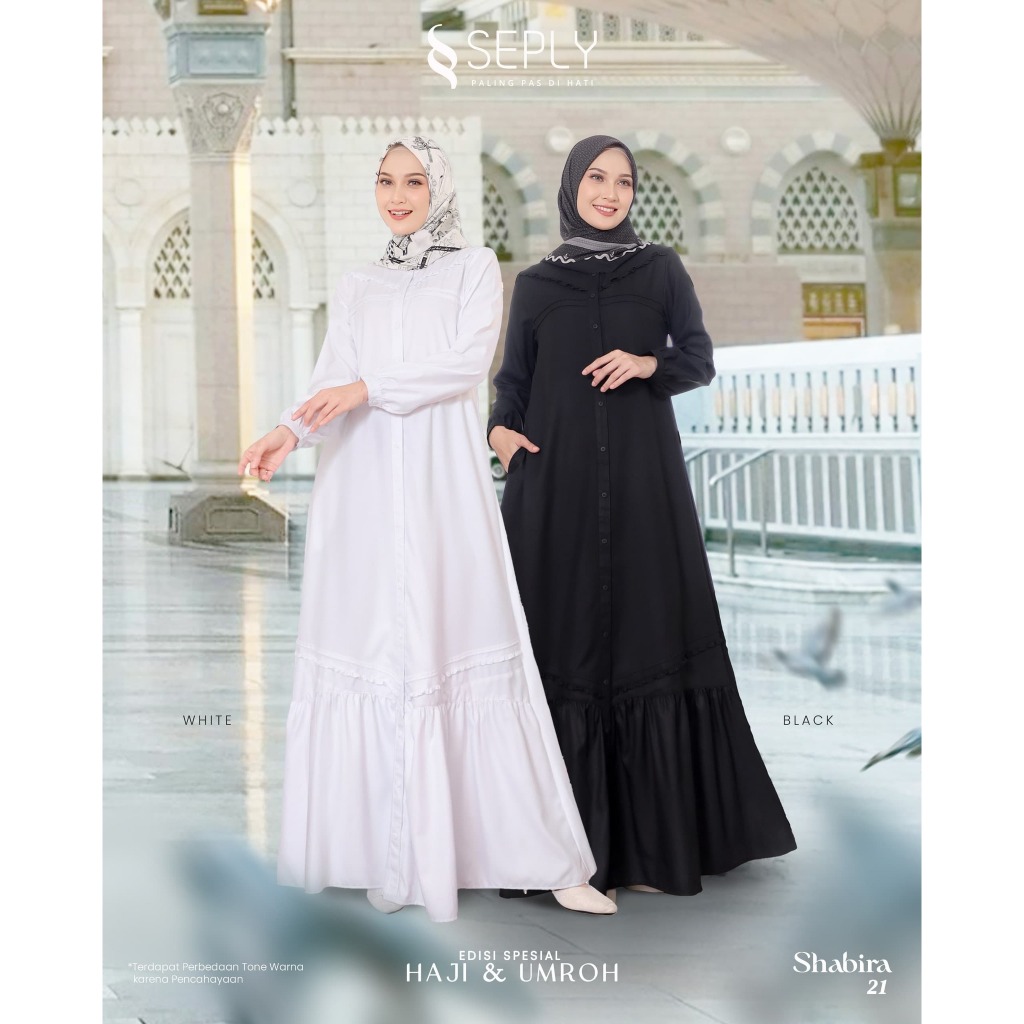 SEPLY GAMIS SHABIRA 21 PUTIH HITAM GAMIS UMROH HAJI
