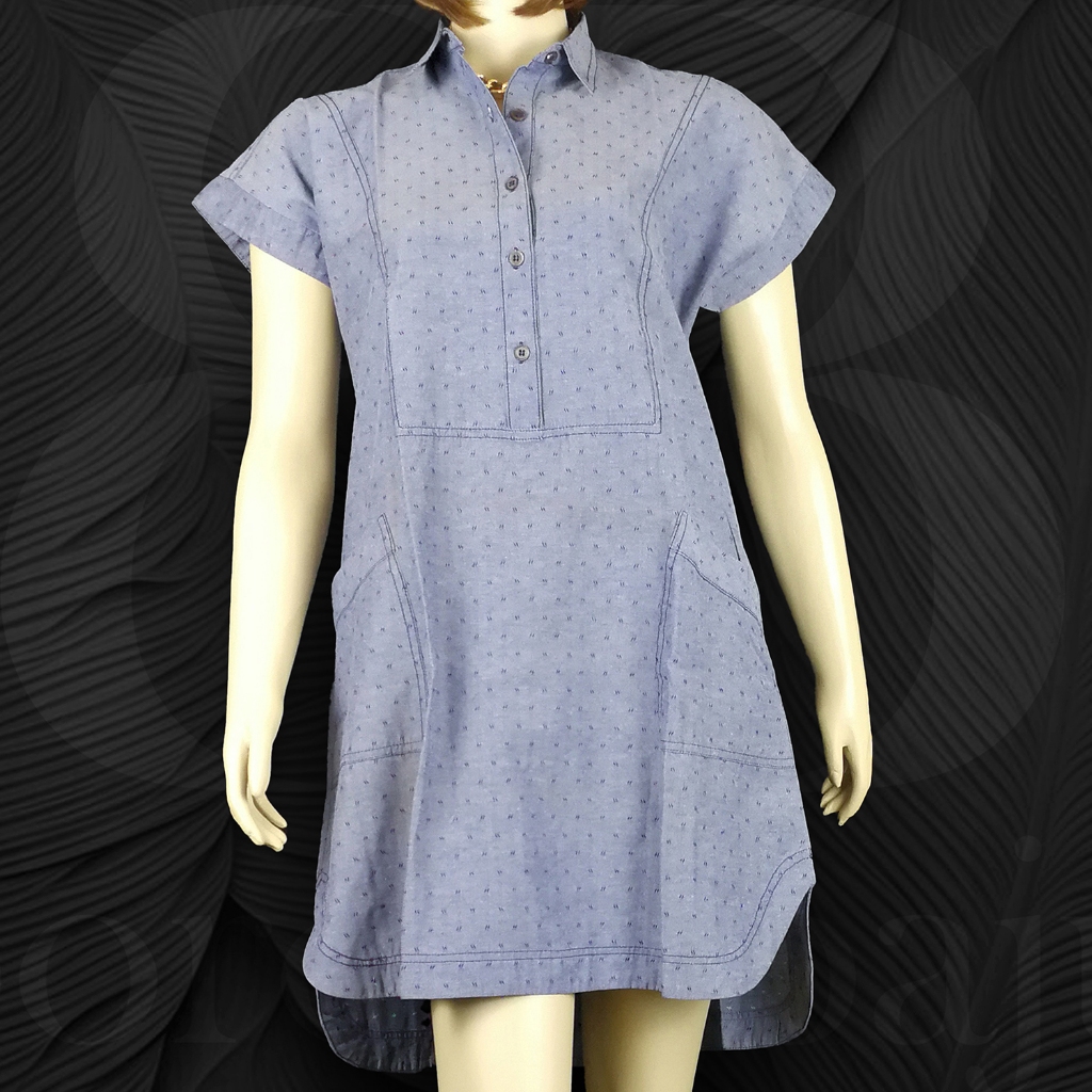 GRAPHIS Tunik Dress Long Back Kancing Depan TNK08 Baju Atasan Pendek Wanita