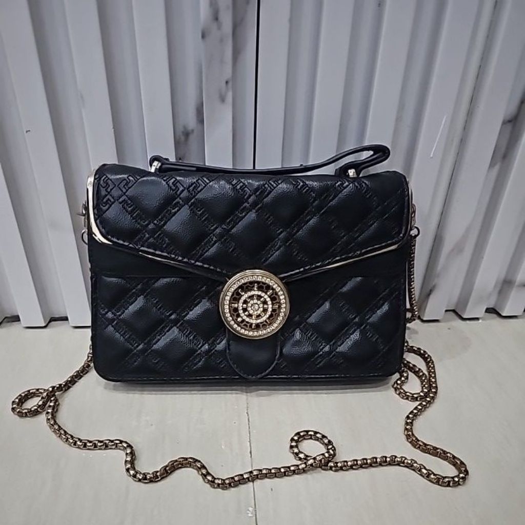 [PRELOVED] TAS FASHION TAS PESTA HITAM TALI RANTAI