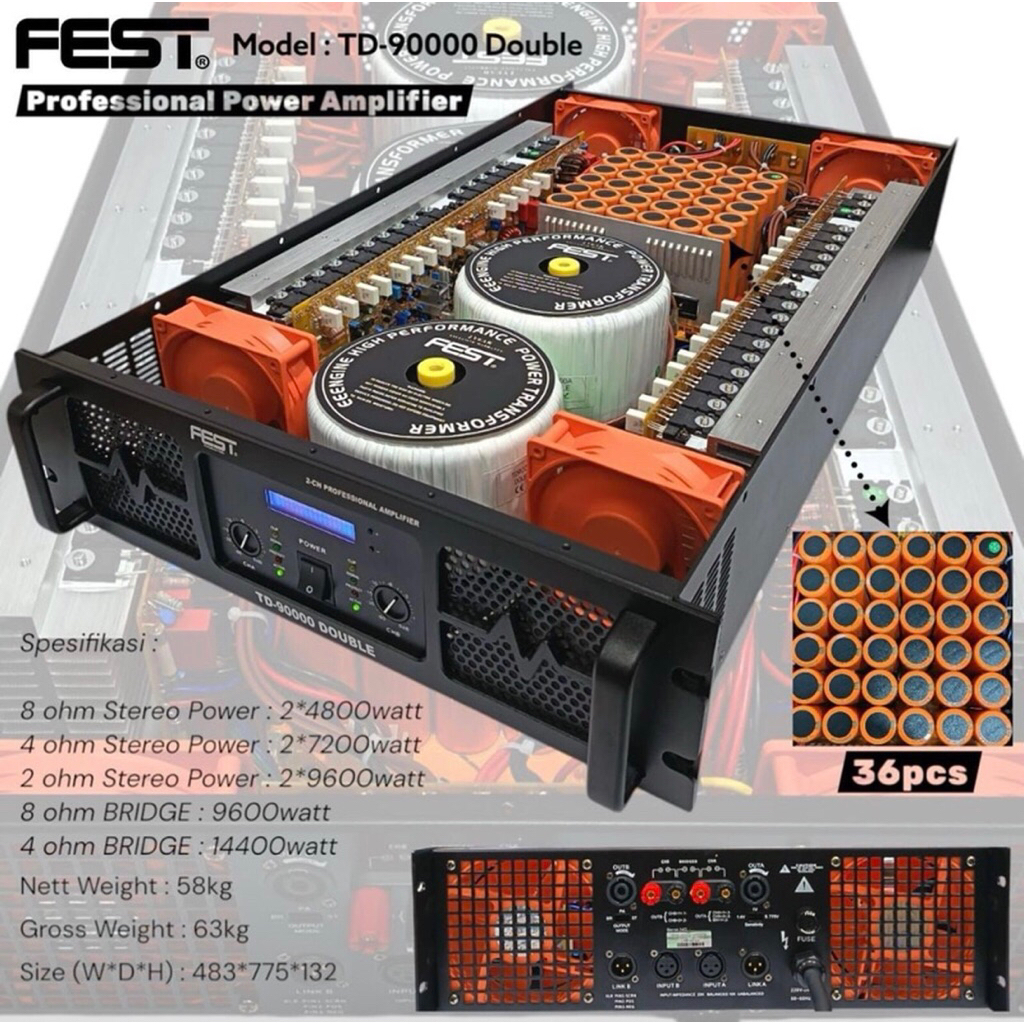 Power Fest TD 90000 Original Product Amplifier Fest Double Trafo Class TD