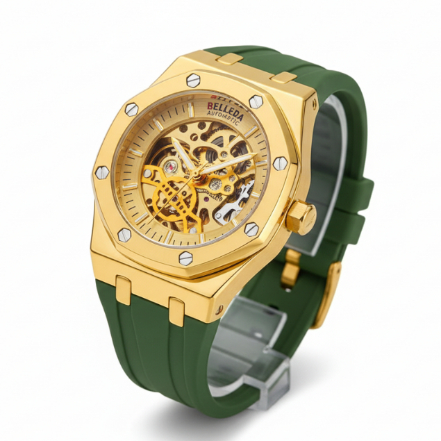 Jam Tangan Pria Belleda 9532 Automatic Strap Rubber Luxury Watches Anti Air Original Watch