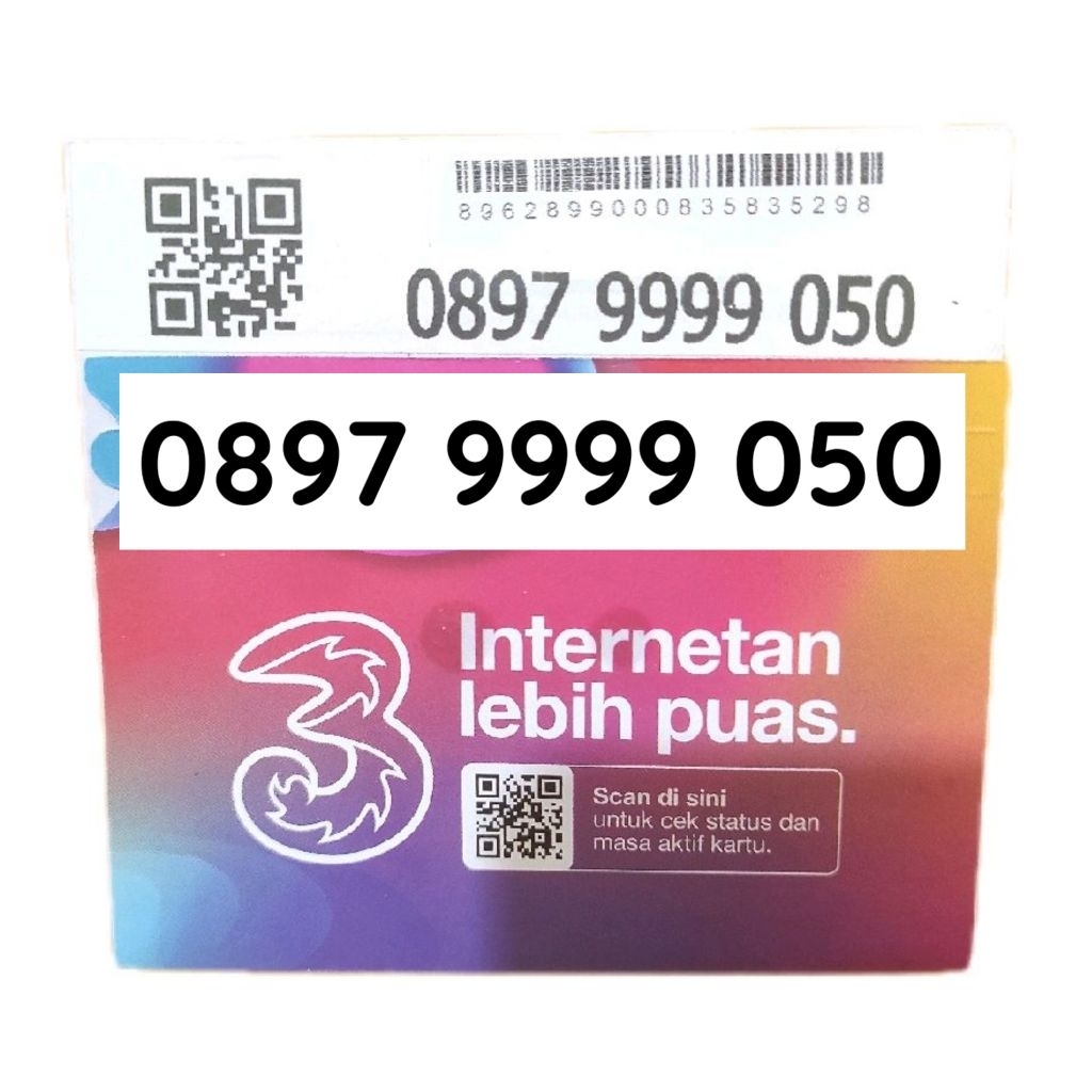 0897-9999-050 - Kartu Perdana TRI Three 3 Nomor Cantik Rapi Kwartet Besar