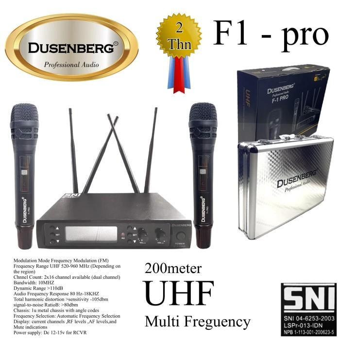 MIC Wireles Dusenberg F1 Pro Mik Wireless UHF 200 Meter, Bisa Ubah Frequency, Dual Channel, Audio Re