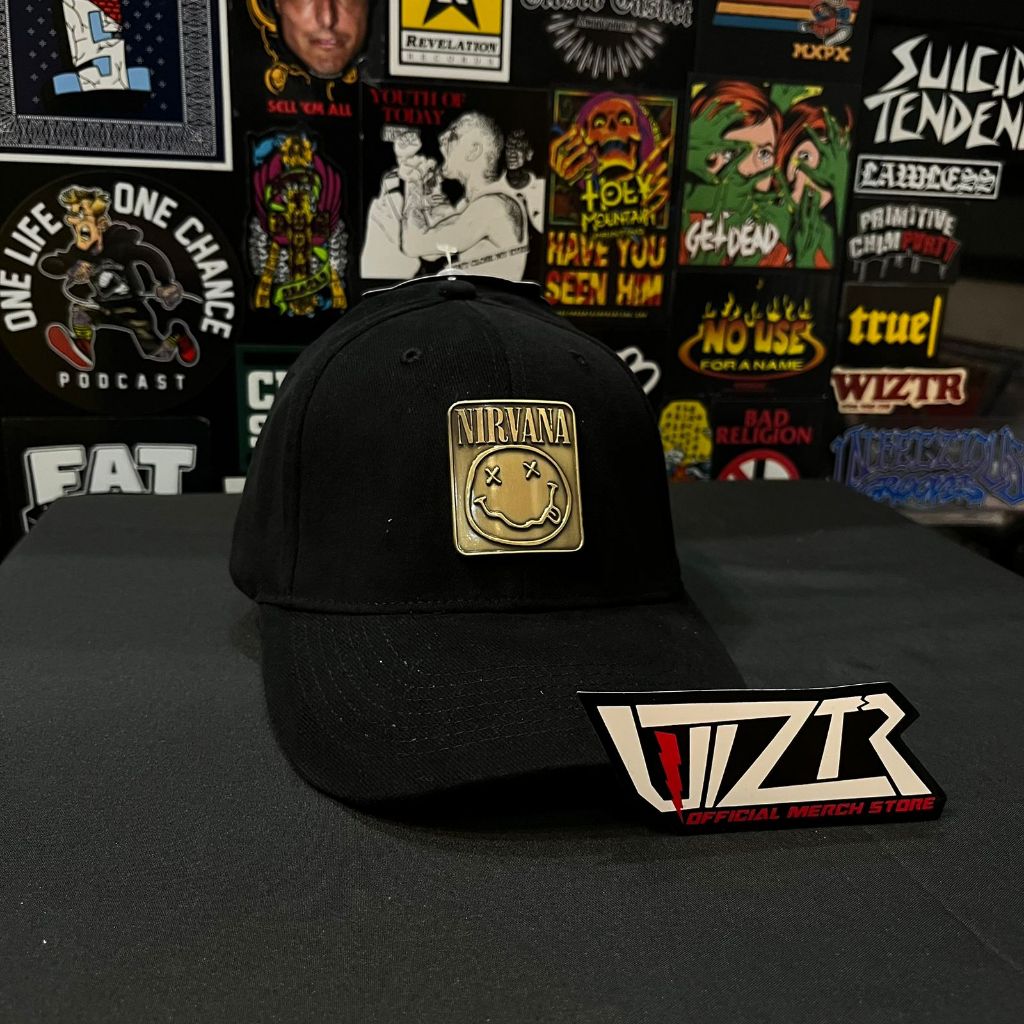 Topi / Baseball Cap Flexfit Band NIRVANA - METAL EMBOSSED Official Merchandise Original