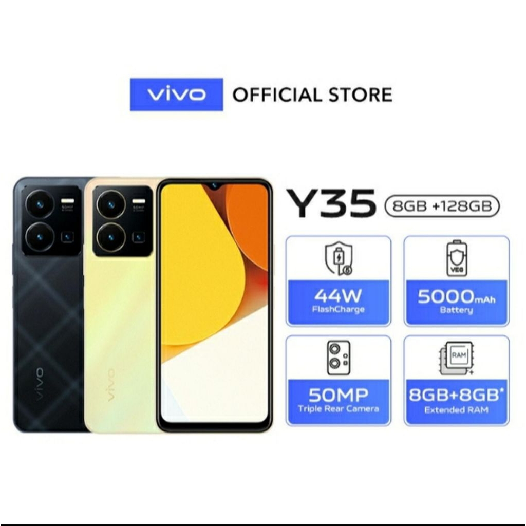 HP VIVO Y35 8/128 GB - VIVO Y 35 RAM 8GB ROM 128GB GARANSI RESMI