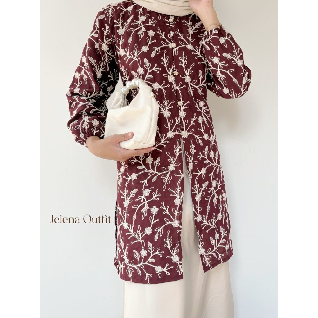 Delisa Tunik Katun Bordir | Busui | Bumil | Tunik | Atasan wanita