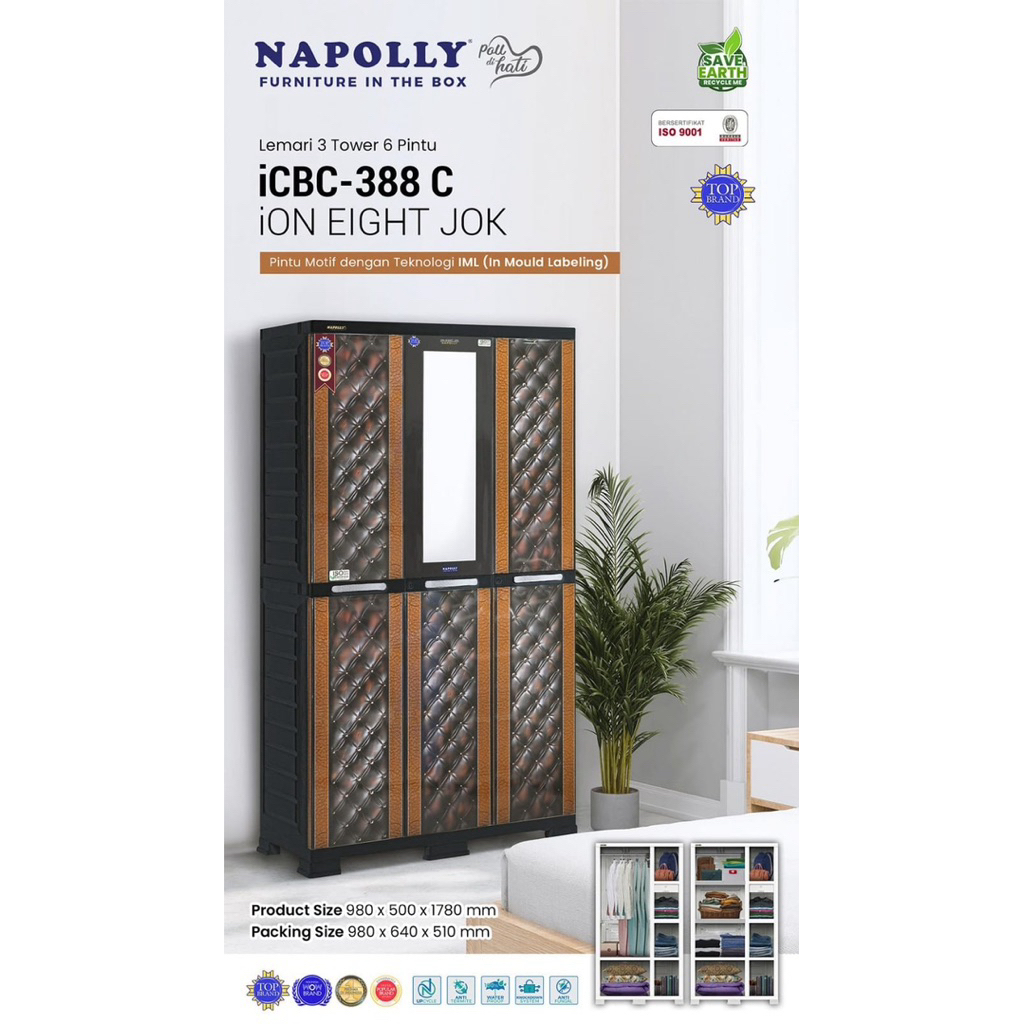 lemari plastik napolly icbc 388C lemari plastik napolly jumbo ganting kaca
