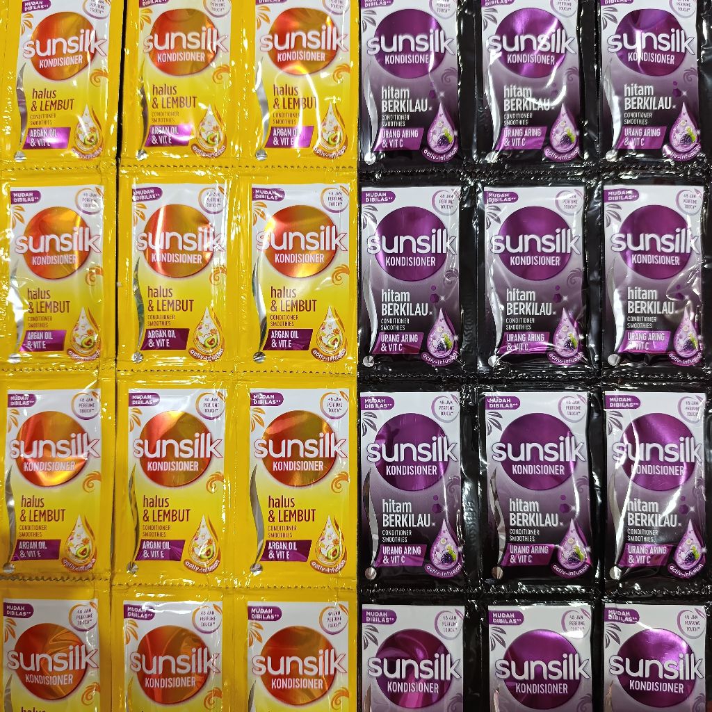 Sunsilk Conditioner Sachet Soft & Smooth Lembut | Black Shine Hitam Berkilau [1 Renceng Isi 6 Sachet