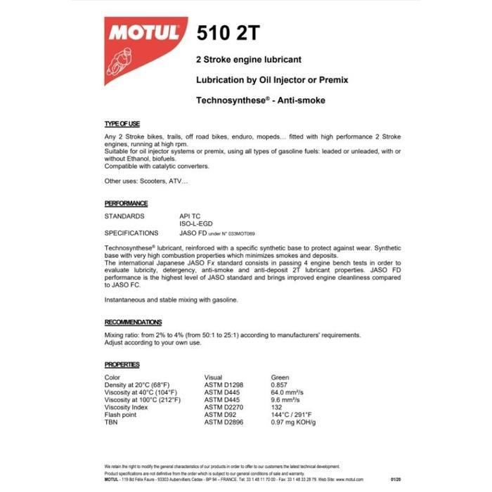 OLI MOTUL 510 Powerlube Oli Sam Motor 1L 1 Liter 2T 2 Tak