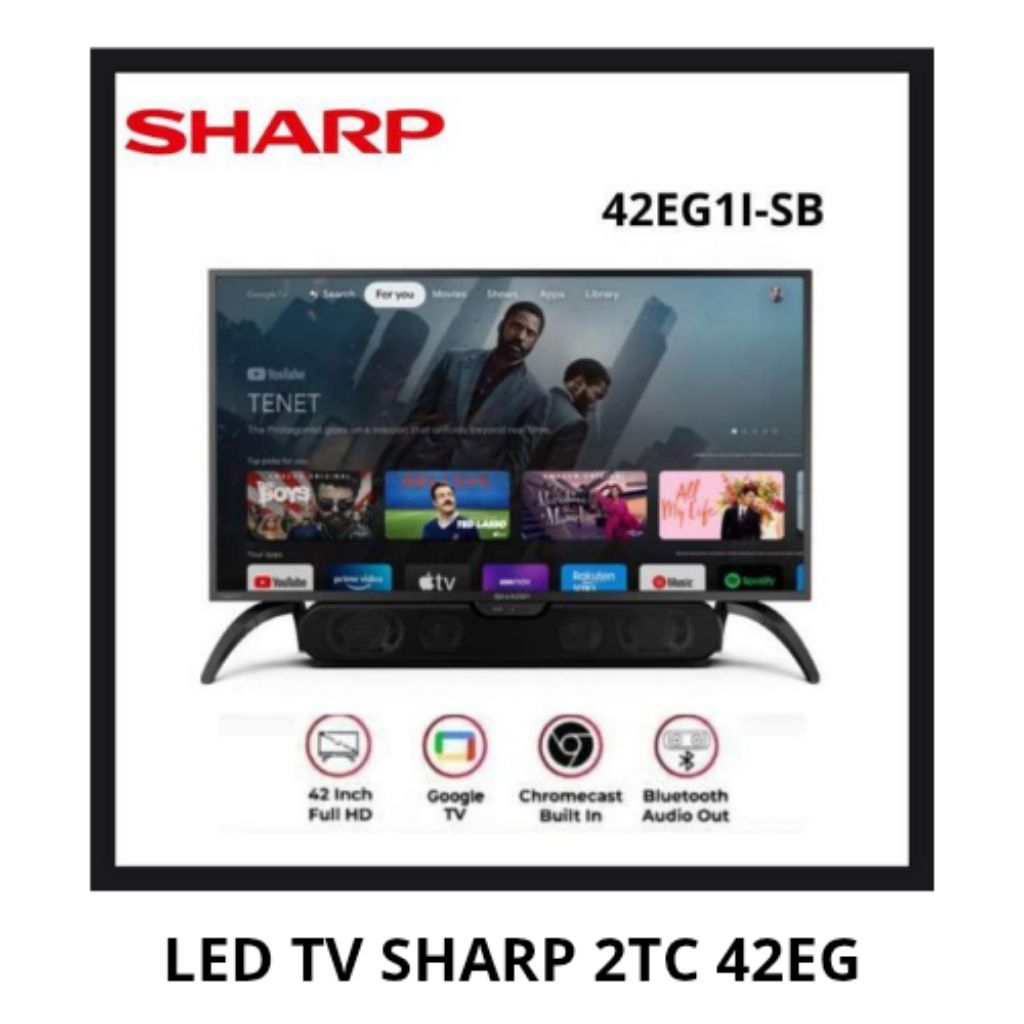 LED Digital GoogleTV SHARP 42inch type 42EG - LED Siaran Digital TV Sharp 42inch YouTube Netflix Pla