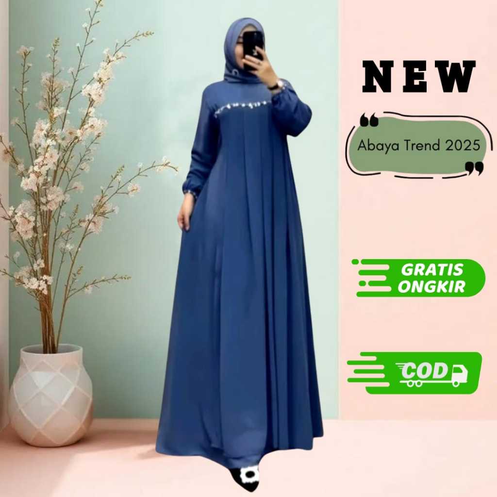 Gamis Model Rempel Variasi Payet /Gamis Bahan Crinkle Air Flow Premium