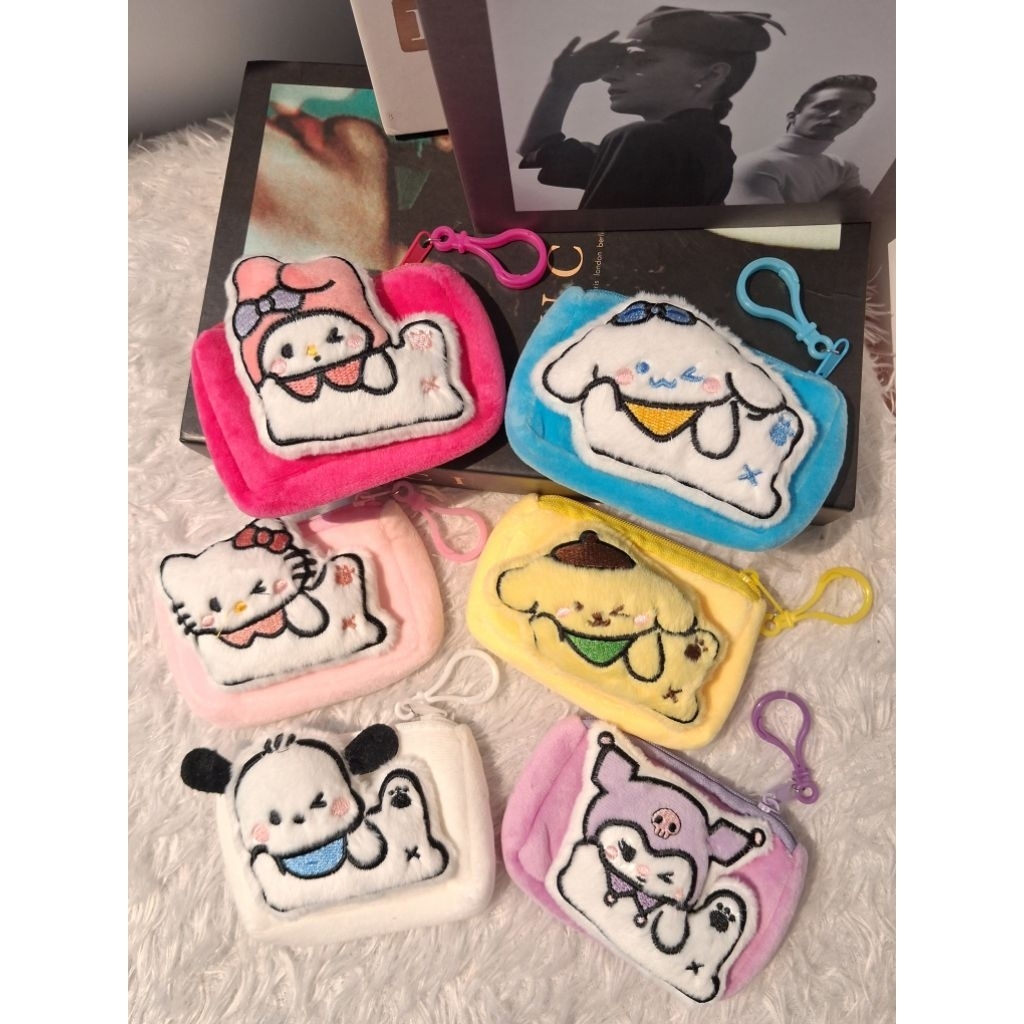 Dompet koin bulu - gantungan kunci dompet - ganci dompet - dompet koin - dompet sanrio - dompet keci