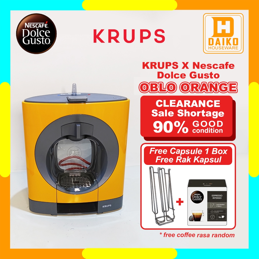 Mesin Kopi Krups X Nescafe Dolce Gusto Oblo Orange Manual Kondisi 90% Bergaransi Free Kopi + Rak