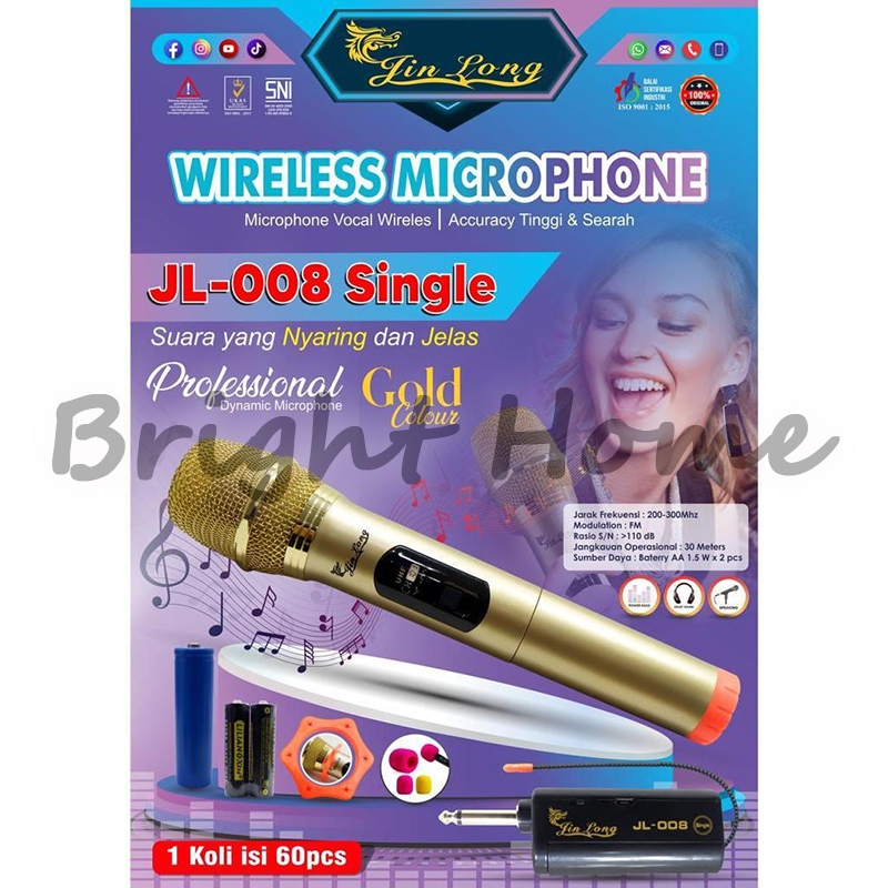 JINLONG JIN LONG JL-008 JL008 SIngle Mic Wireless Microphone Tanpa Kabel