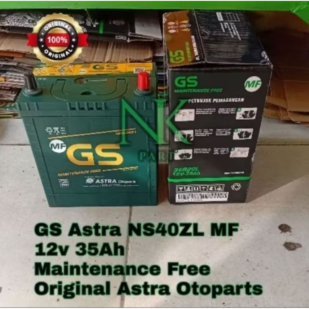 Aki Mobil Honda Freed, Jazz, New City, BRV Accu GS Astra NS40ZL MF 35Ah