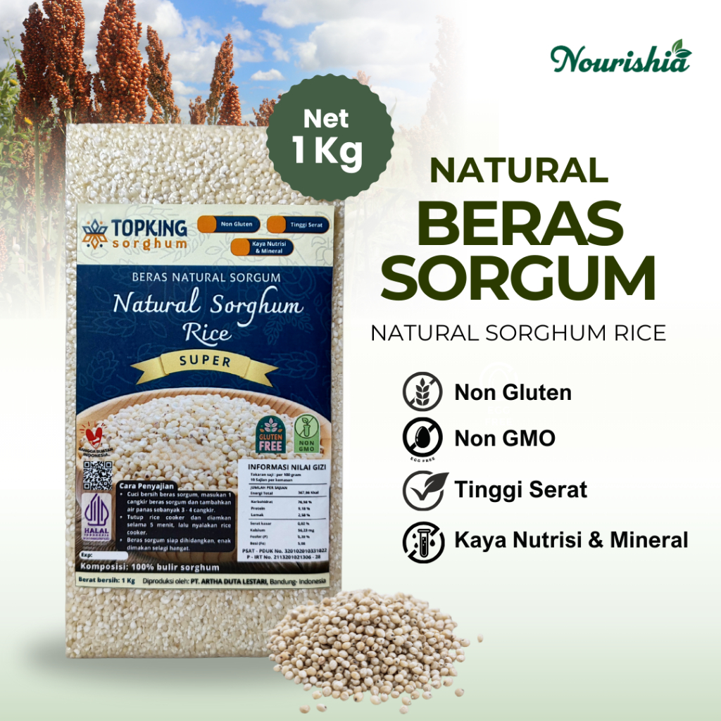 Beras sorghum 1kg sosoh - topking / beras sorgum 1kg sosoh - nourishia