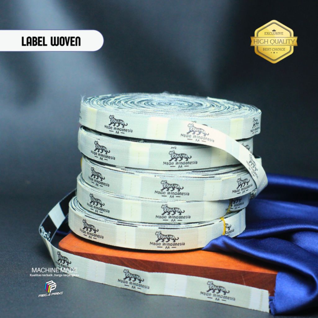 Label Nama Baju Woven Custom Bordir Merek 100 pcs 300 pcs 500 pcs 1000 pcs