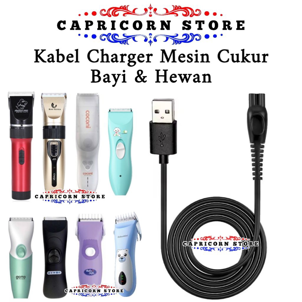 Kabel Charger Mesin Cukur Bayi dan Hewan Pengisi Daya Baby Trimmer Pet Clipper