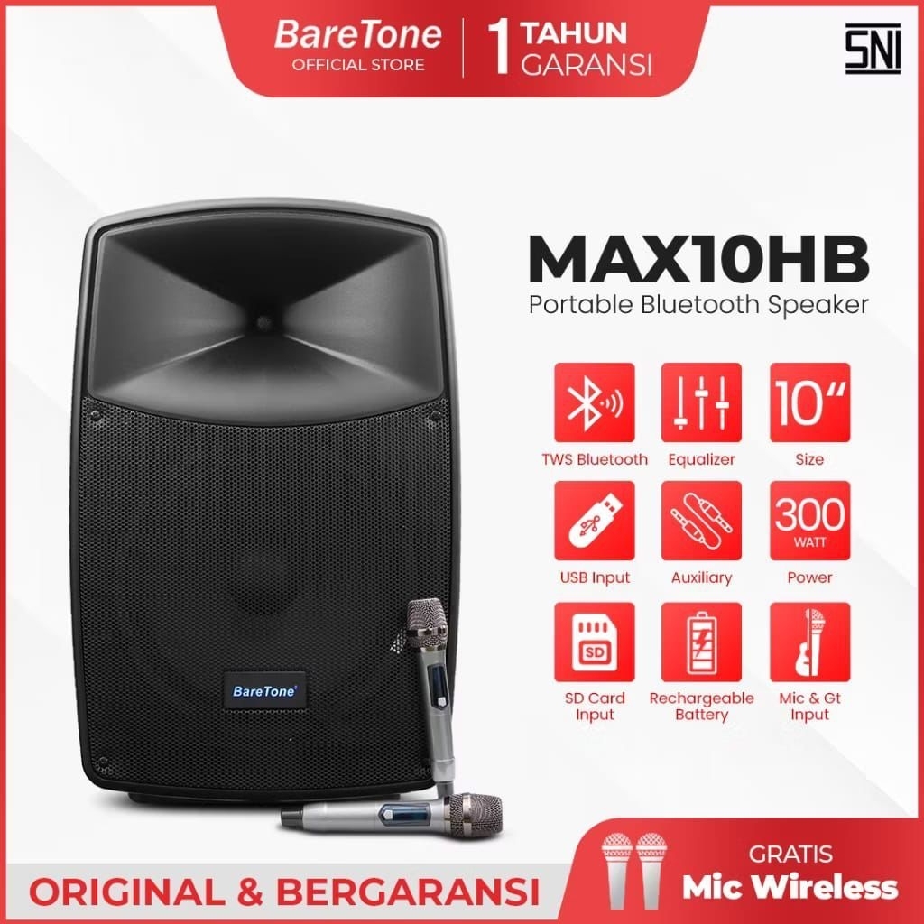 Speaker Portabel Baretone Max10hb Original Speaker 10inch Garansi resmi
