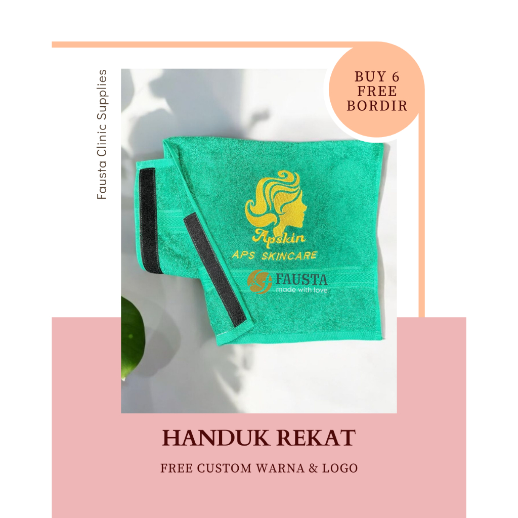 Fausta ❤️ Handuk Facial Rekat Bordir Salon Klinik Kecantikan