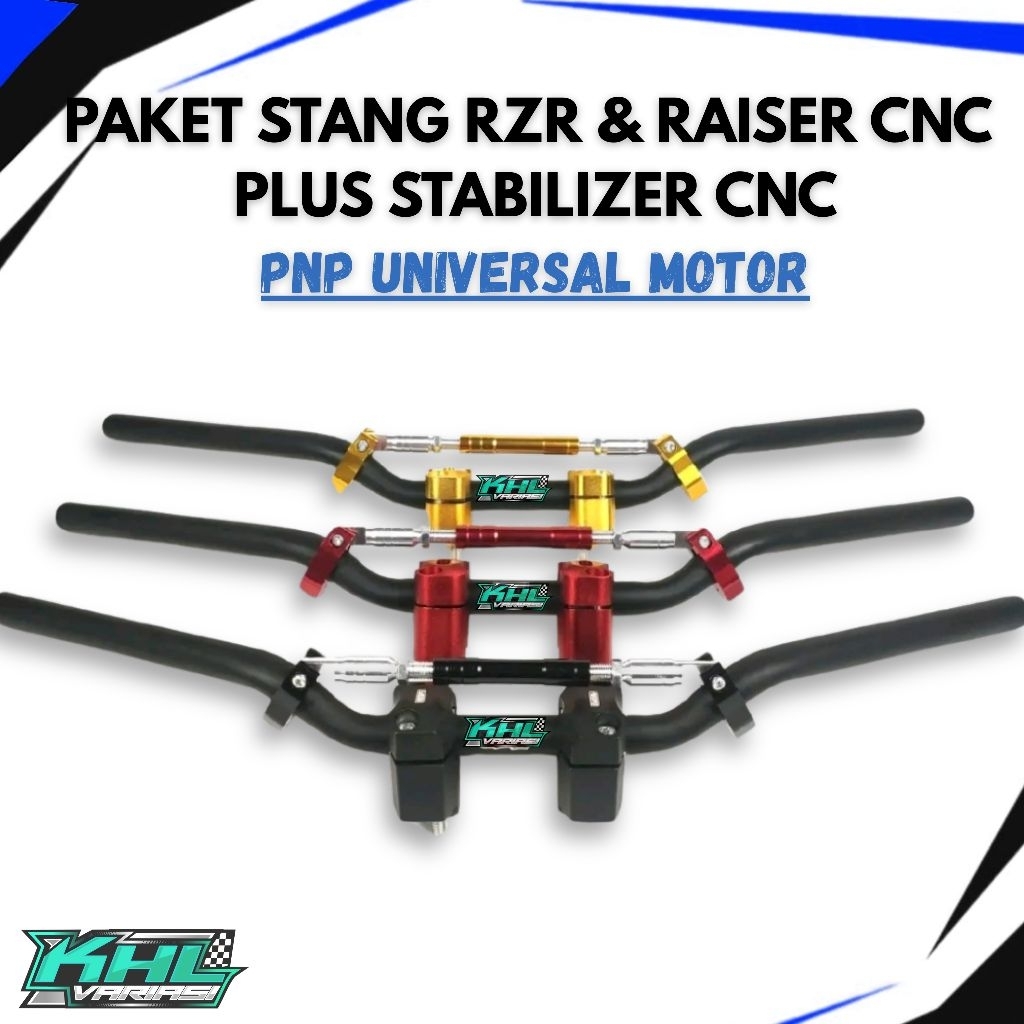 Paket Stang RZR Stabilizer Raiser Full CNC Import PNP Beat Street X ride PCX Vixion Cb150r Rx King P