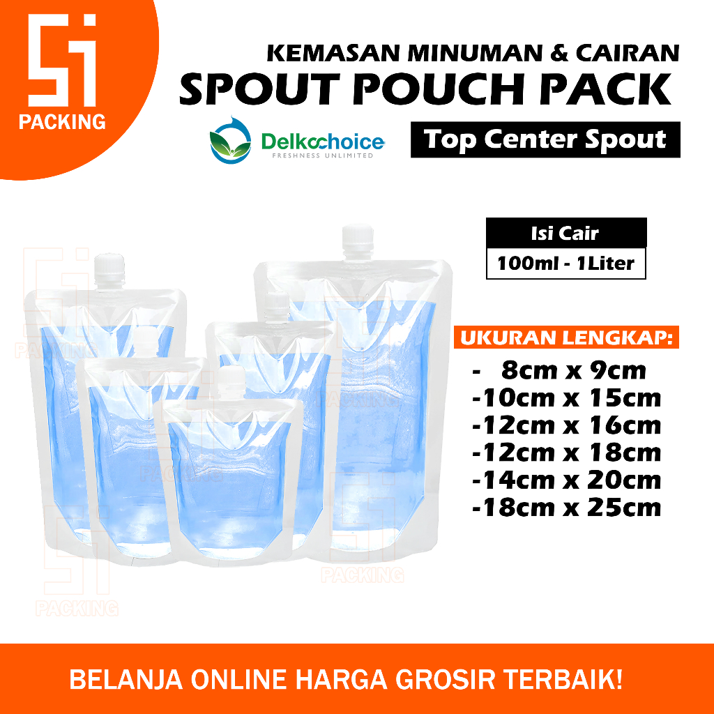 Standing Pouch Spout Pack Plastik Kemasan Minuman Cair Cairan Bening Transparan 100ml 150ml 250ml 30