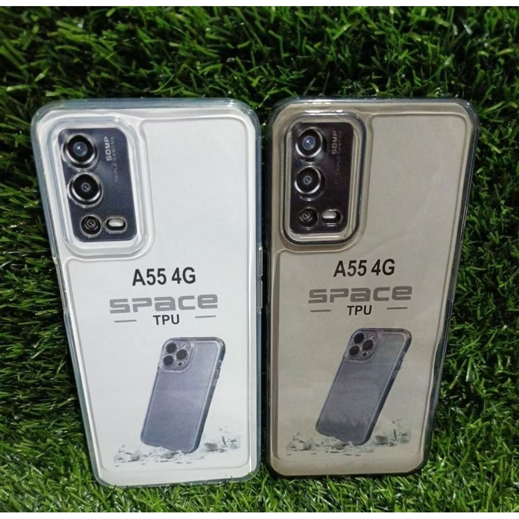Soft Case Clear Grey Oppo A55 (4G) Silikon Casing TPU Bening Transparan Pro Camera