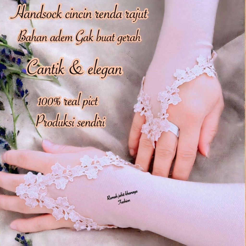 MANSET TANGAN DEKER MANSET CINCIN RENDA HANDSOCK JERSEY SPANDEX LEMBUT WANITA MUSLIMAH UMROH
