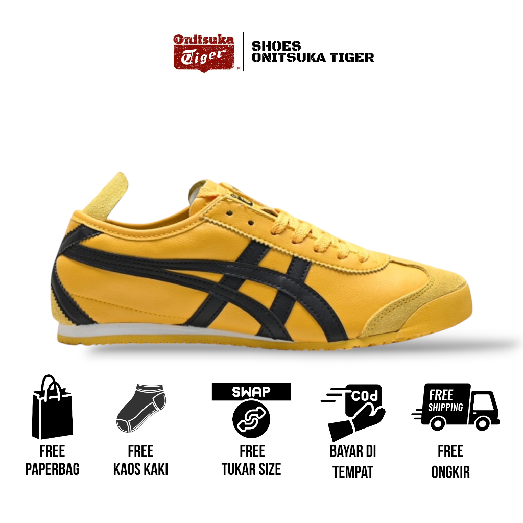 Onitsuka Tiger Mexico 66 classic shoes yellow/black (bruce lee on kilbil) free paperbag & kaos kaki