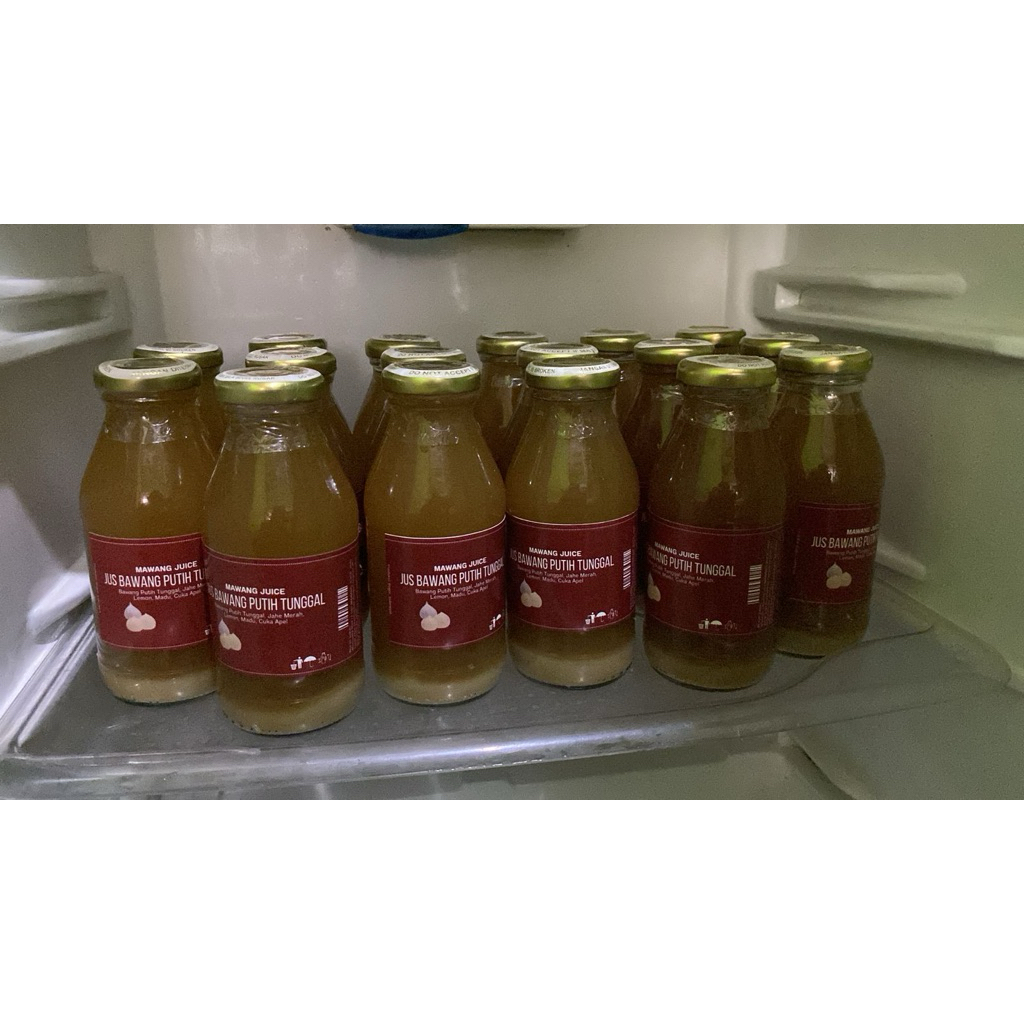 BPOM 250ml Jus Bawang Putih Tunggal Jahe Merah Lemon Cuka Apel Madu Botol Kaca