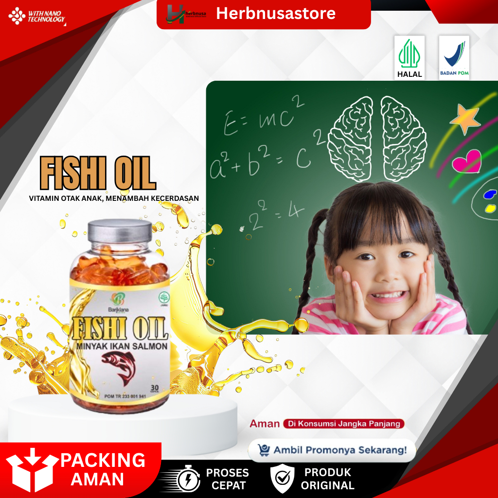 FISHI OIL Minyak Ikan Salmon Asli 100% Original - Vitamin Suplemen Obat Penambah Nafsu Makan Berat B