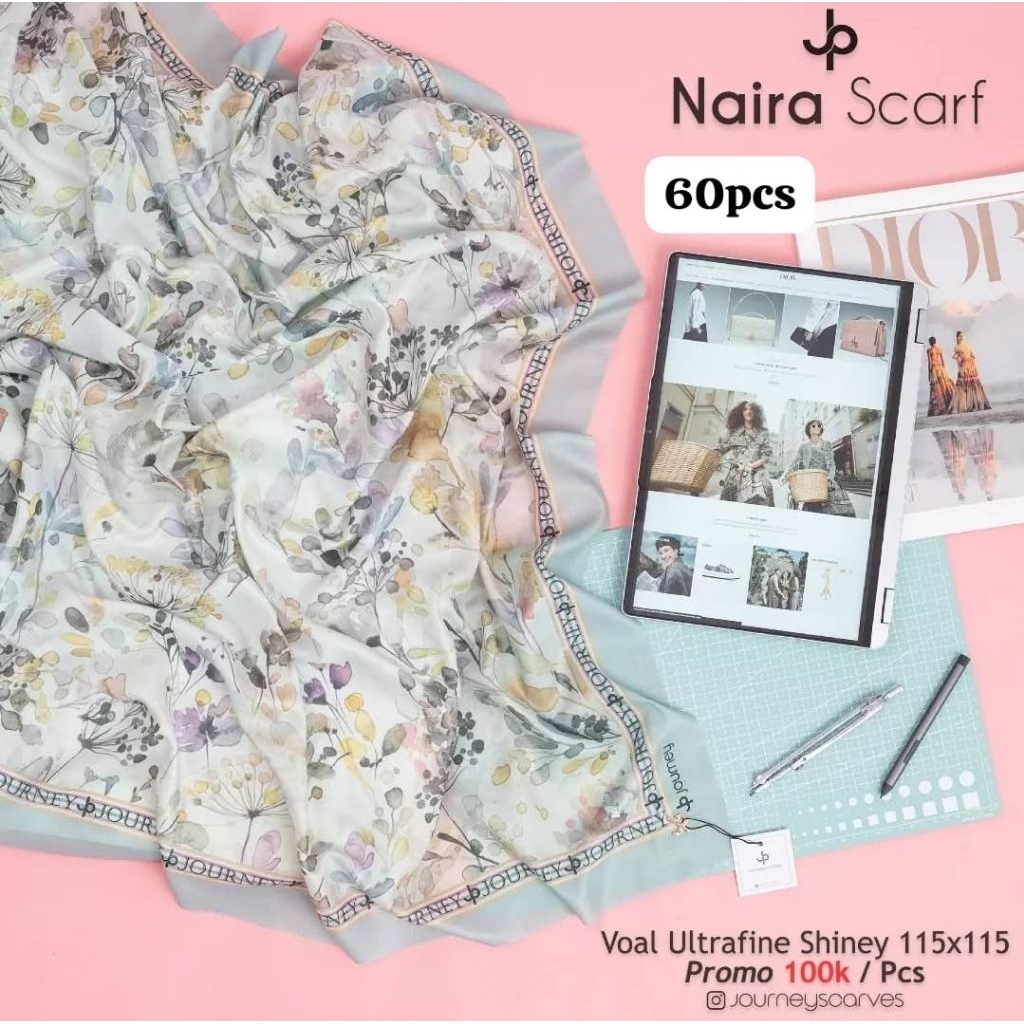 Hijab JP Series NAIRA, ZIRA, ESTER, DENTA, AYANA 100% ORI by Journey Scraves/JP/Hijab segi empat/ORI