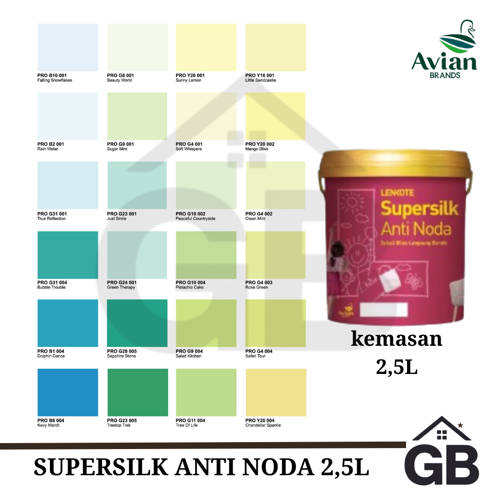 Cat Tembok Supersilk Anti Noda 2.5 Liter - Cat Tembok Anti Noda Supersilk Anti Noda Galon - Supersil