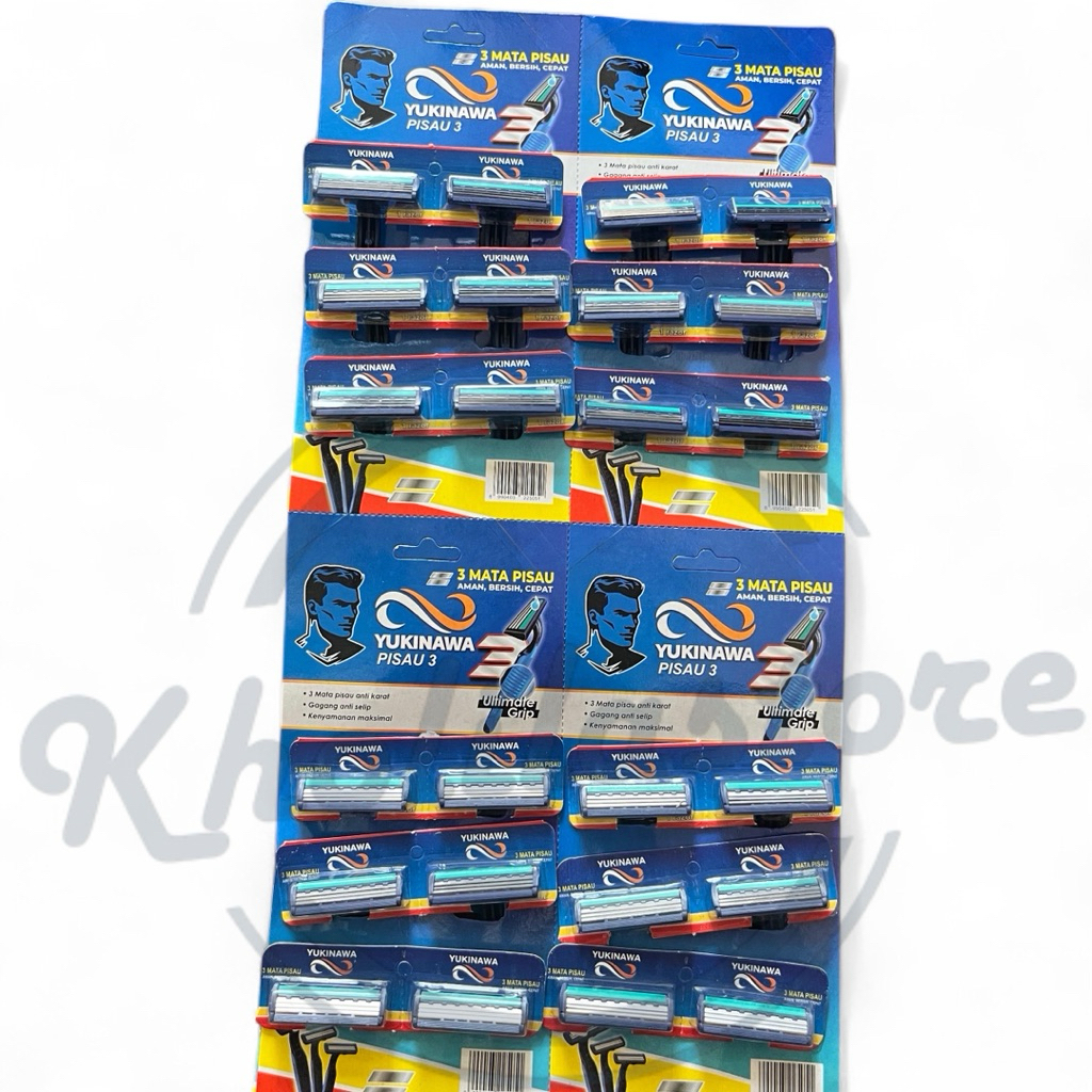 (24 pcs) Cukur Jenggot Yukinawa Blue Pisau 3