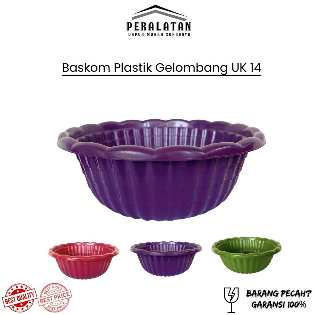(24 PCS) BASKOM GELOMBANG UK 14 / BASKOM PLASTIK / BASKOM PLASTIK BESAR JUMBO/ BASKOM PLASTIK TEBAL 
