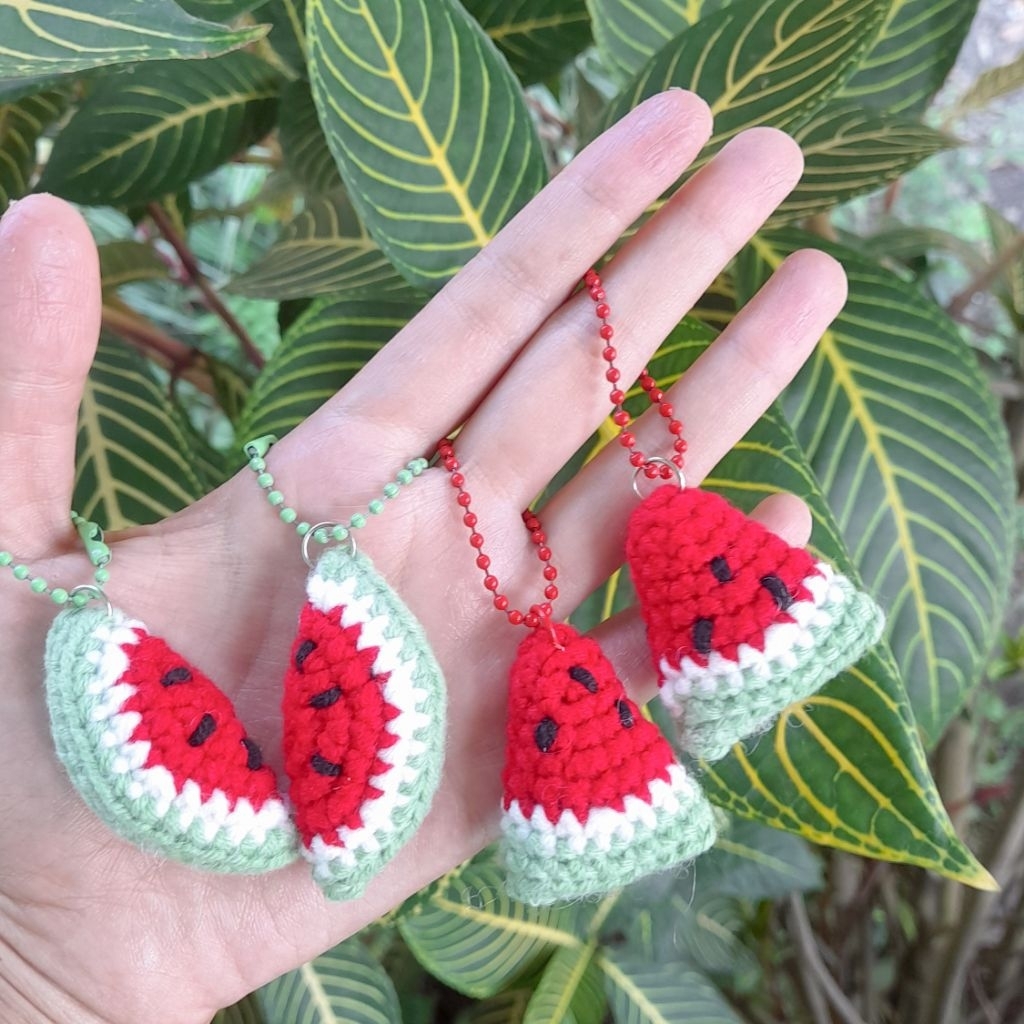Ganci Rajut Semangka/Keychain Rajut/Souvenir rajut/Souvenir Ganci Rajut/Semangka Rajut
