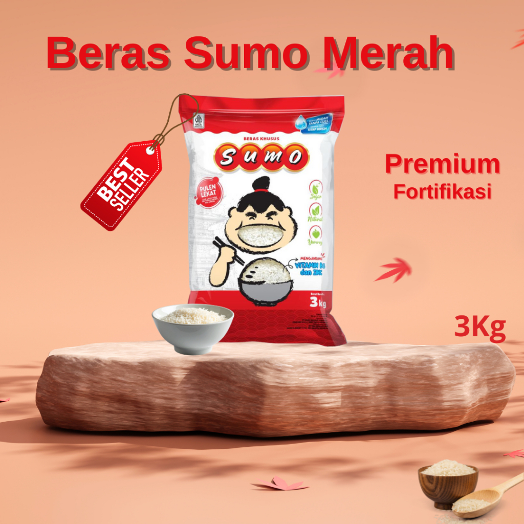 Beras Sumo Merah 3kg Premium - Beras Sumo Merah Pulen